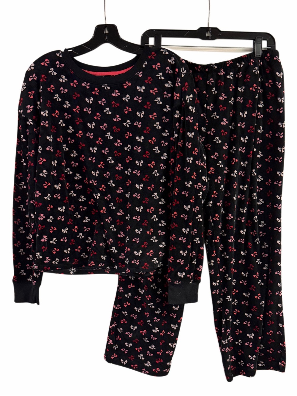 Kate Spade Black Soft Fleece Bow Pajama Set Size L